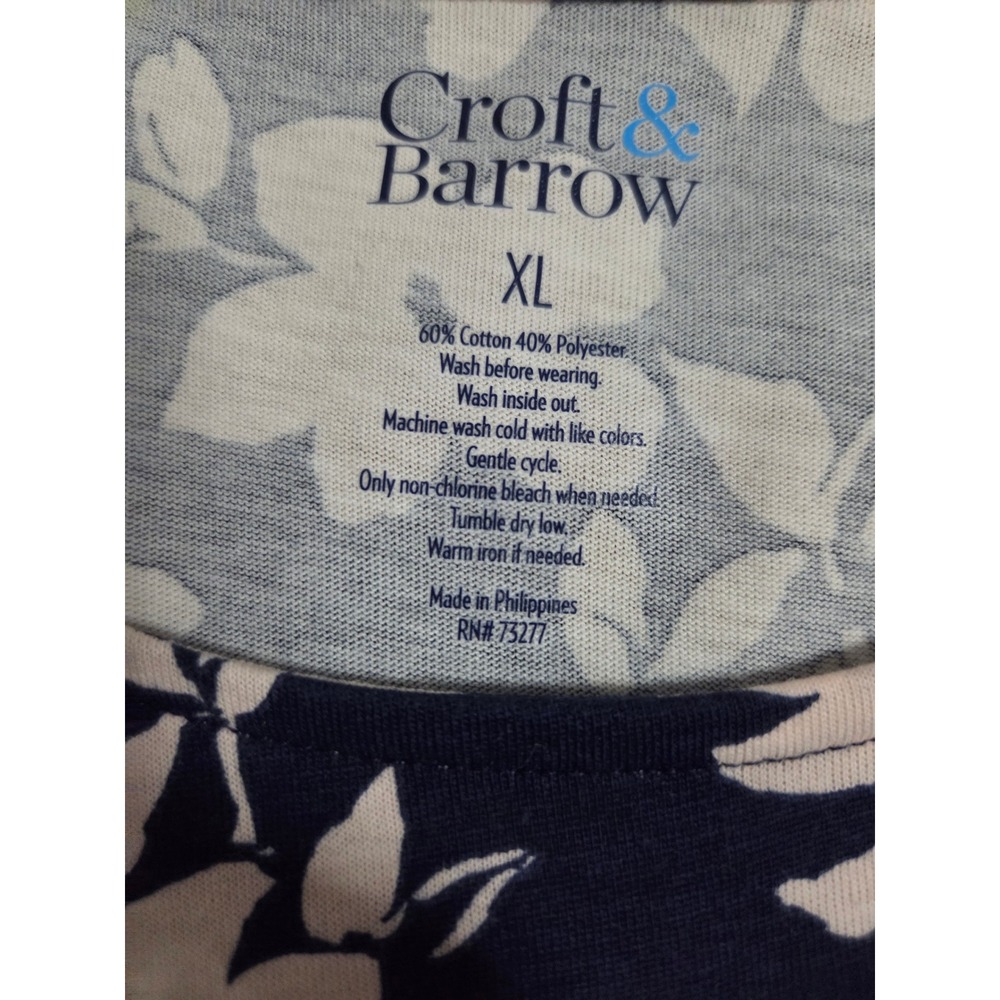 Croft & Barrow Navy Blue Pink Floral Short Sleeve Tie Detail Midi Dress XL - Picture 6 of 8
